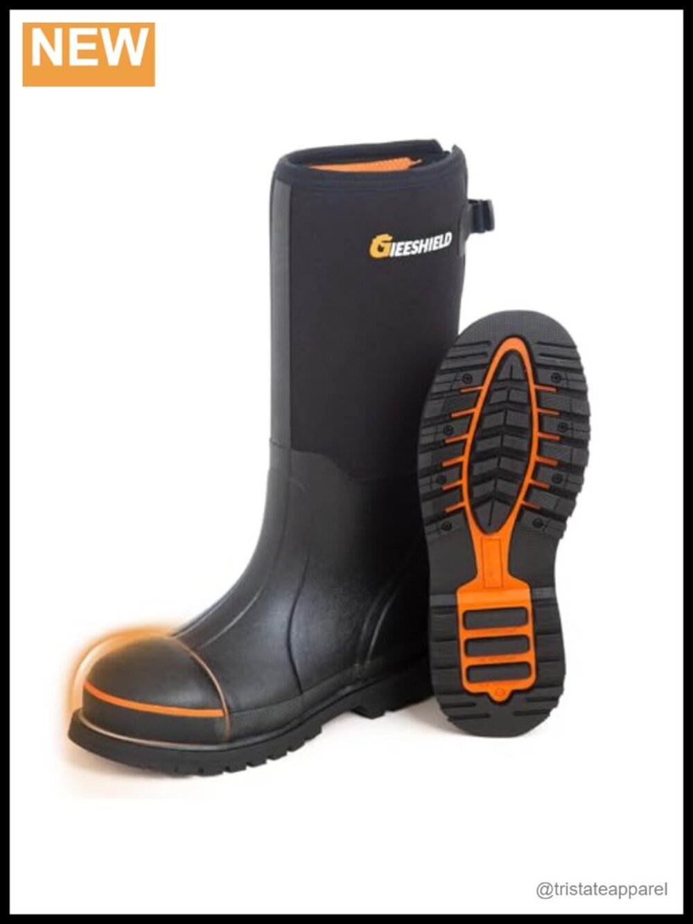 Men's Rubber Work Boots Steel Toe Waterproof Anti-Slip Neoprene Construction